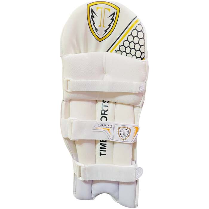 Player Edition Batting Pads for Boys – Premium Lavlorn Material & High-Density Foam, Right-Hand Batsman Design, Adjustable Velcro Straps, Lightweight & Breathable, White - Image 4