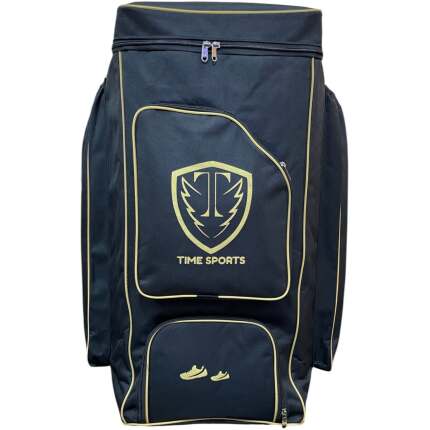 EzeePak Cricket Kit Bag, Black with Gold Trim, Full Size with Double Bat Compartment, Strong Zippers and Bottom Pads