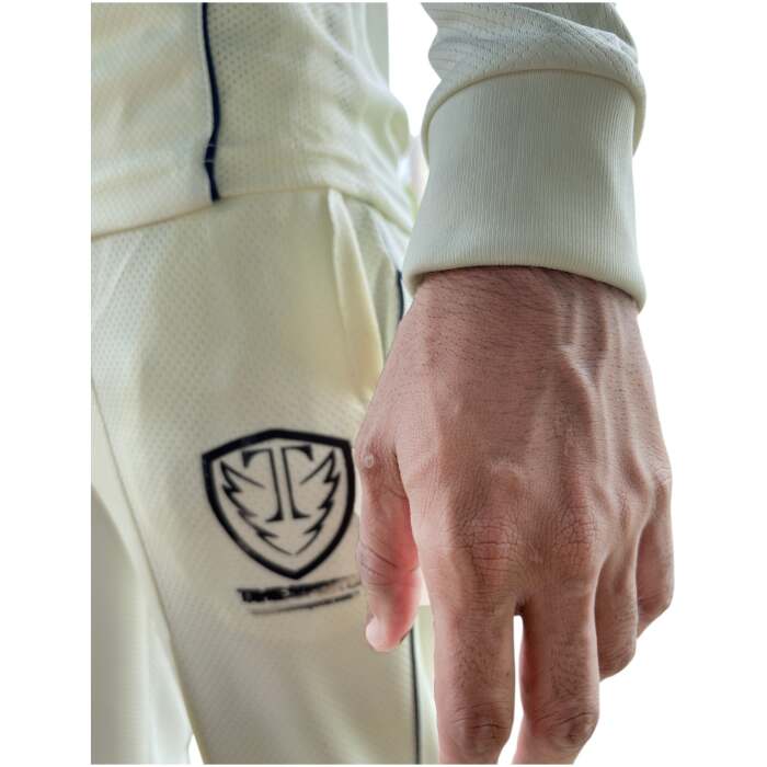 Time Sports Cricket Whites Uniform, Full Sleeve Caramel Fabric T-Shirt & Waffle Net Lower Set, Breathable All-Day Comfort Sports Dress