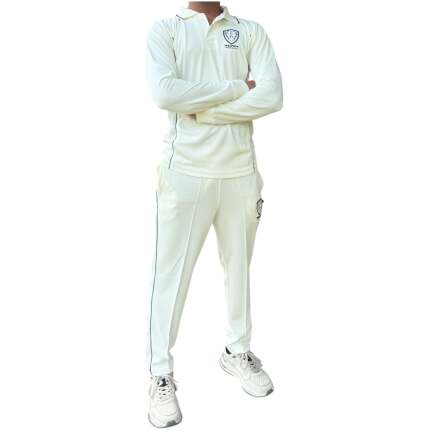 Time Sports Cricket Whites Uniform, Full Sleeve Caramel Fabric T-Shirt & Waffle Net Lower Set, Breathable All-Day Comfort Sports Dress