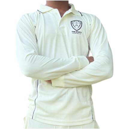 Cricket Whites Full-Sleeve T-Shirt, Caramel Fabric, Breathable All-Day Comfort