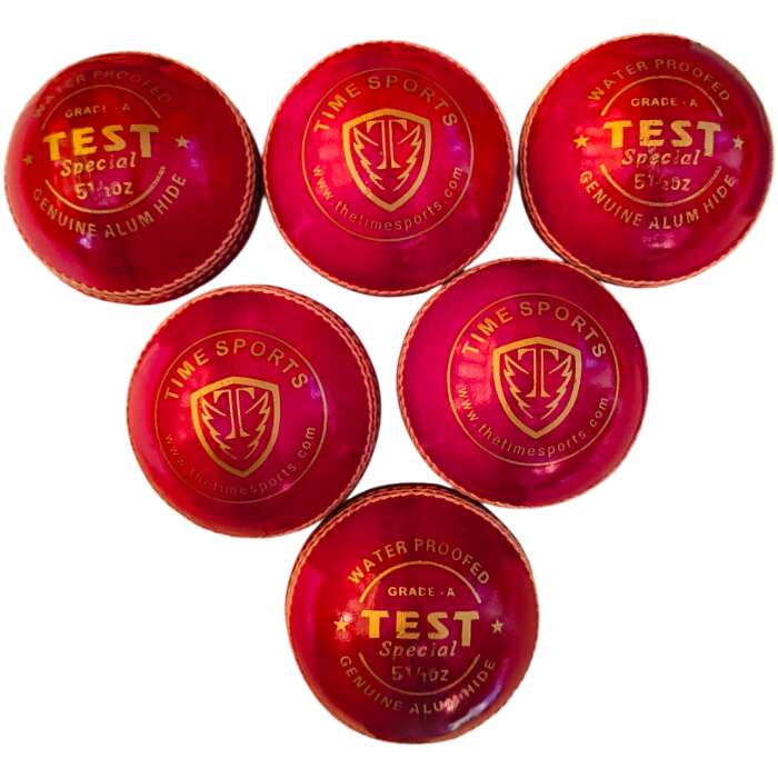 Test Special Red Cricket Leather Ball, Premium Hand-Stitched Leather, 5-Star Thread Stitched, Super Grip, 40+ Overs Match Ball - Image 1