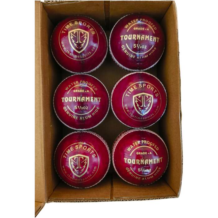 Red Tournament Leather Cricket Ball, 30 Overs, 5 1/2 OZ, Hand‑stitched Professional Match Ball - Image 2